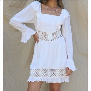 NWT 🤍 Jen’s Pirate Booty White Lace Trim Dress Sz S Beach bum Coastal Cowgirl 🤠